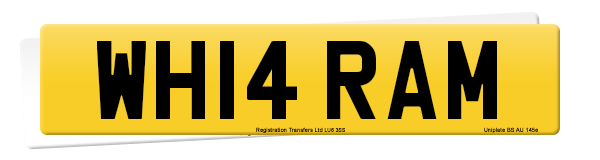 Registration number WH14 RAM